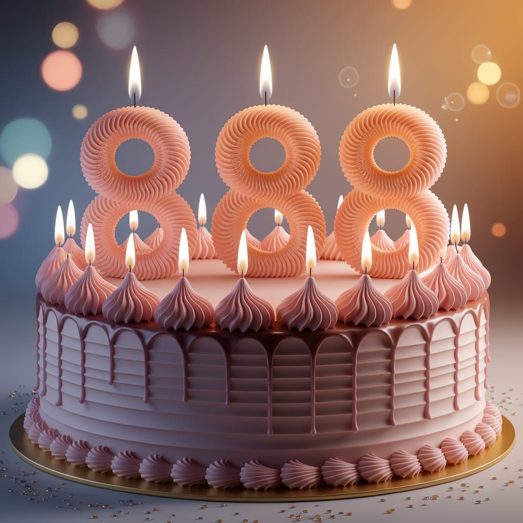 Whimsical Birthday Cake with Intricate Frosting and Sparklin...