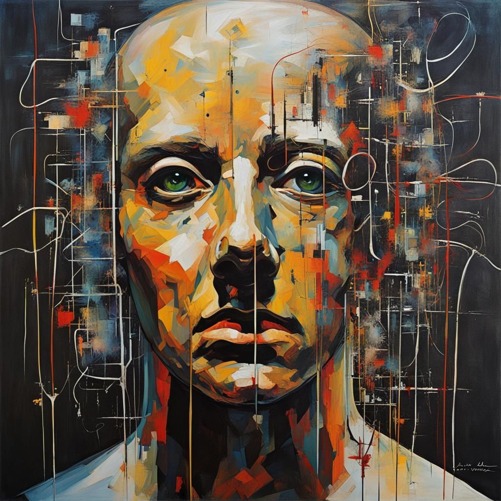 Abstract Expressionism Portrait: AI Mastermind