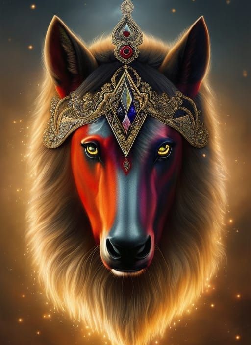 Magical Horse with Crown in Detailed Fantasy Art