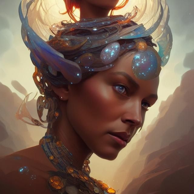 Queen Mother Portrait in Hyperdetailed Art Nouveau Style