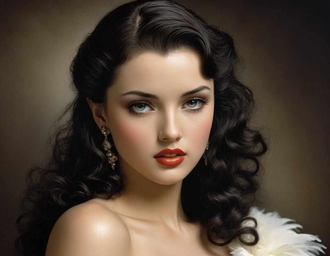 Vintage Hollywood Glamour Portrait in a Classic Style