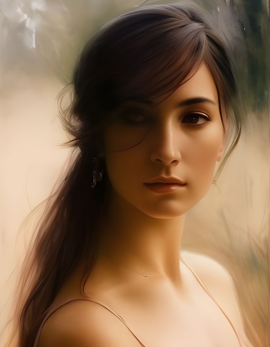 Ethereal Portrait of Woman by Sakura Tree