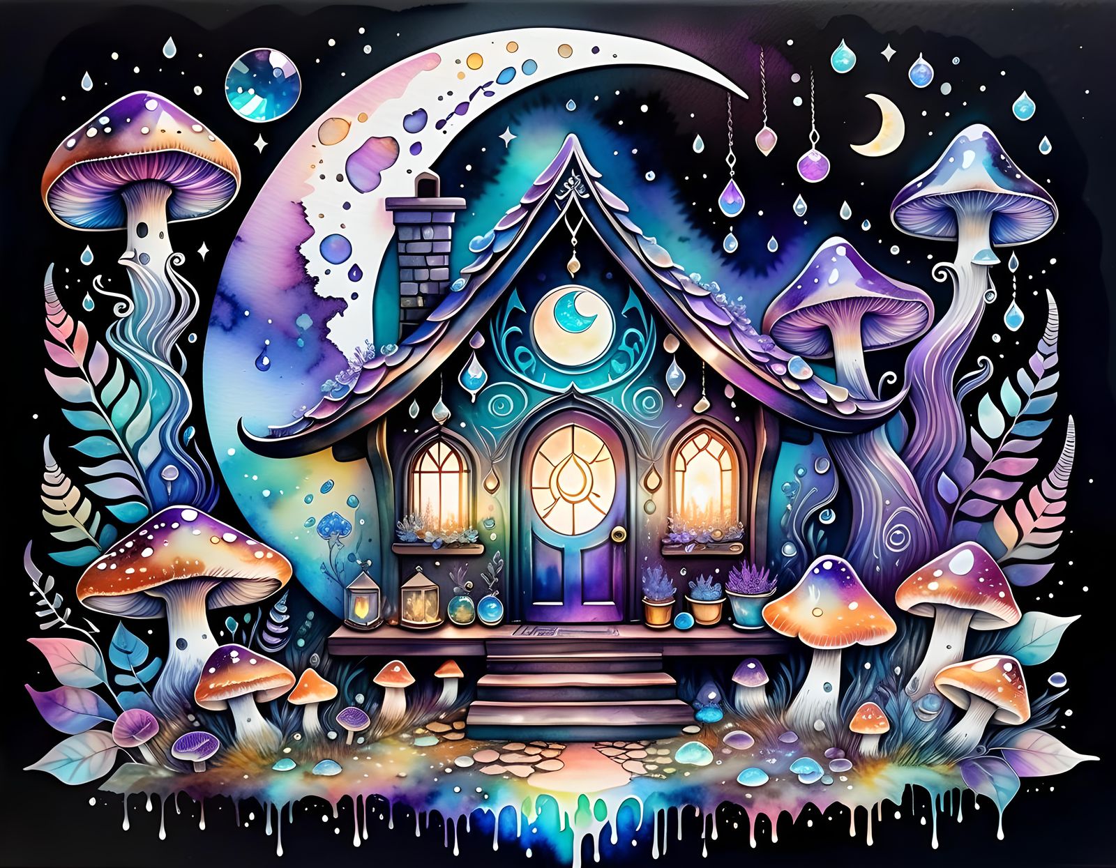 Radiant Iridescent Oasis in a Cozy Pagan Home