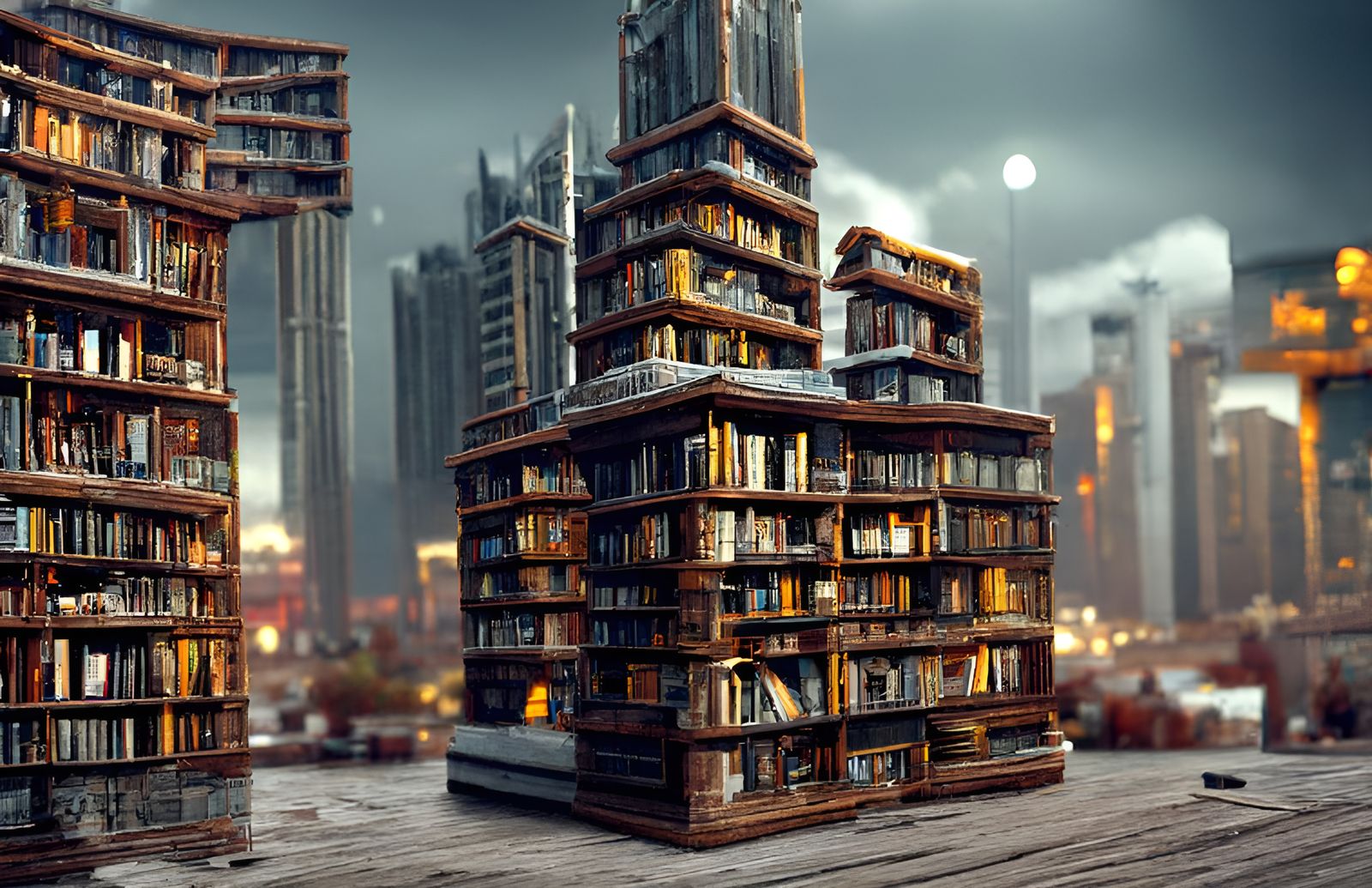 Book Skyscraper Cityscape Digital Art