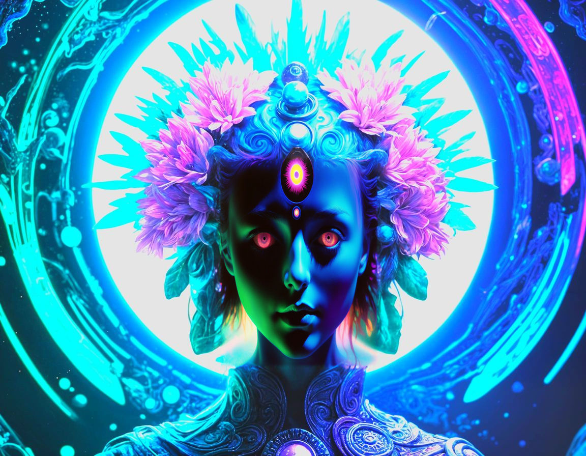 Psychedelic Blacklight Poster of Shadowy Figure