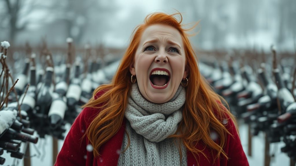 Deranged Ginger Spouse in Snowy Winery Wonderland