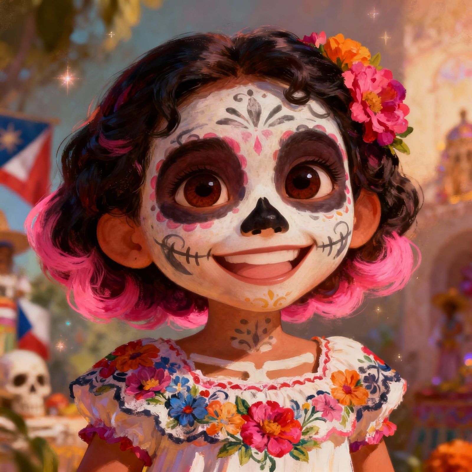 retrato de una catrina niña puertorriqueña extremadamente li...
