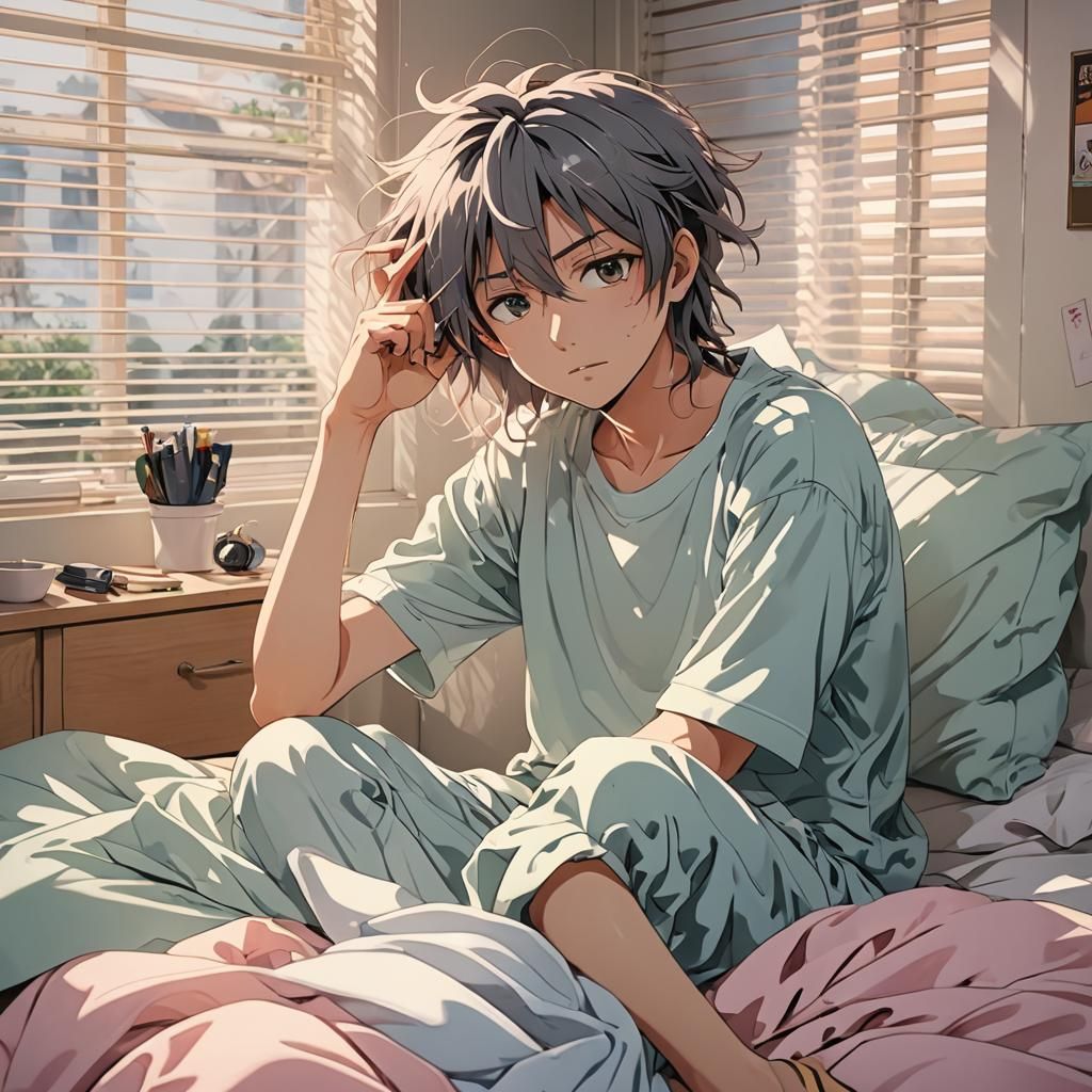 Dreamy Morning Teen in Soft Focus Anime Style