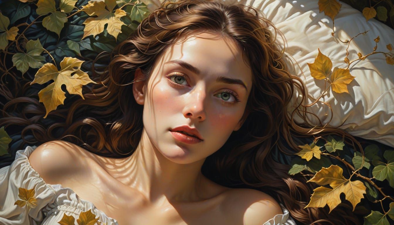 Surreal Woman in Water: An Ethereal Oil Painting