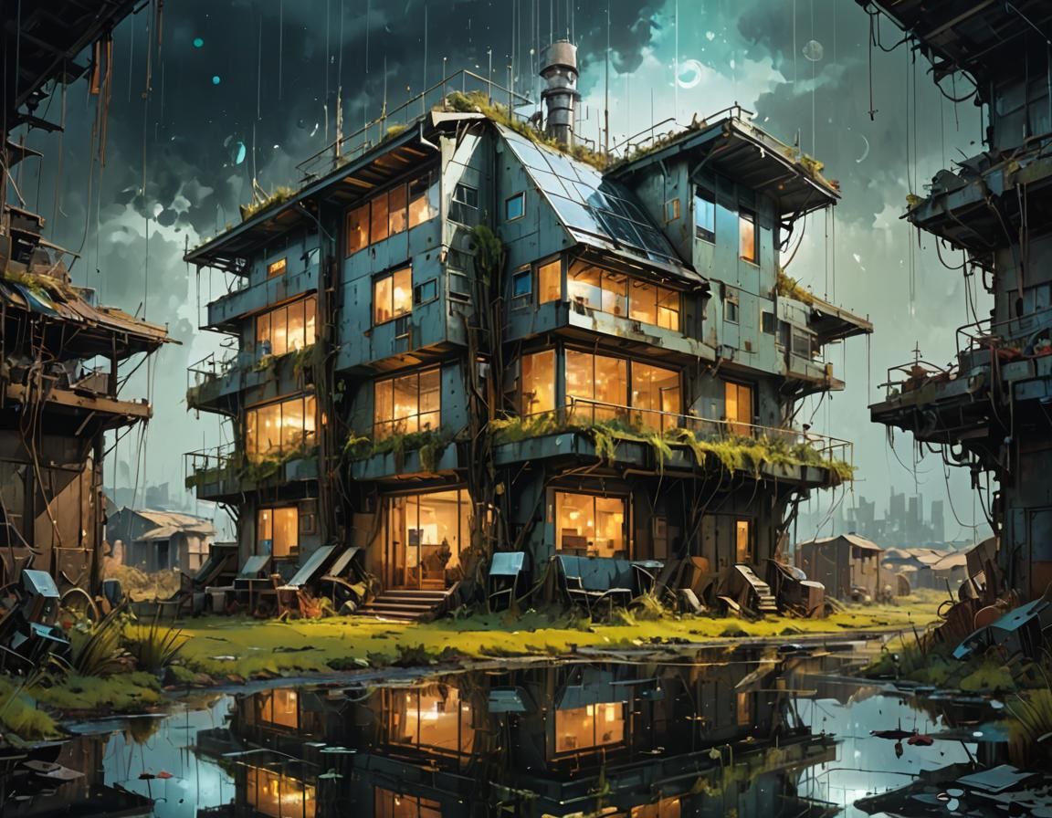 Futuristic Solarpunk Farmhouse in Enchanted Realm