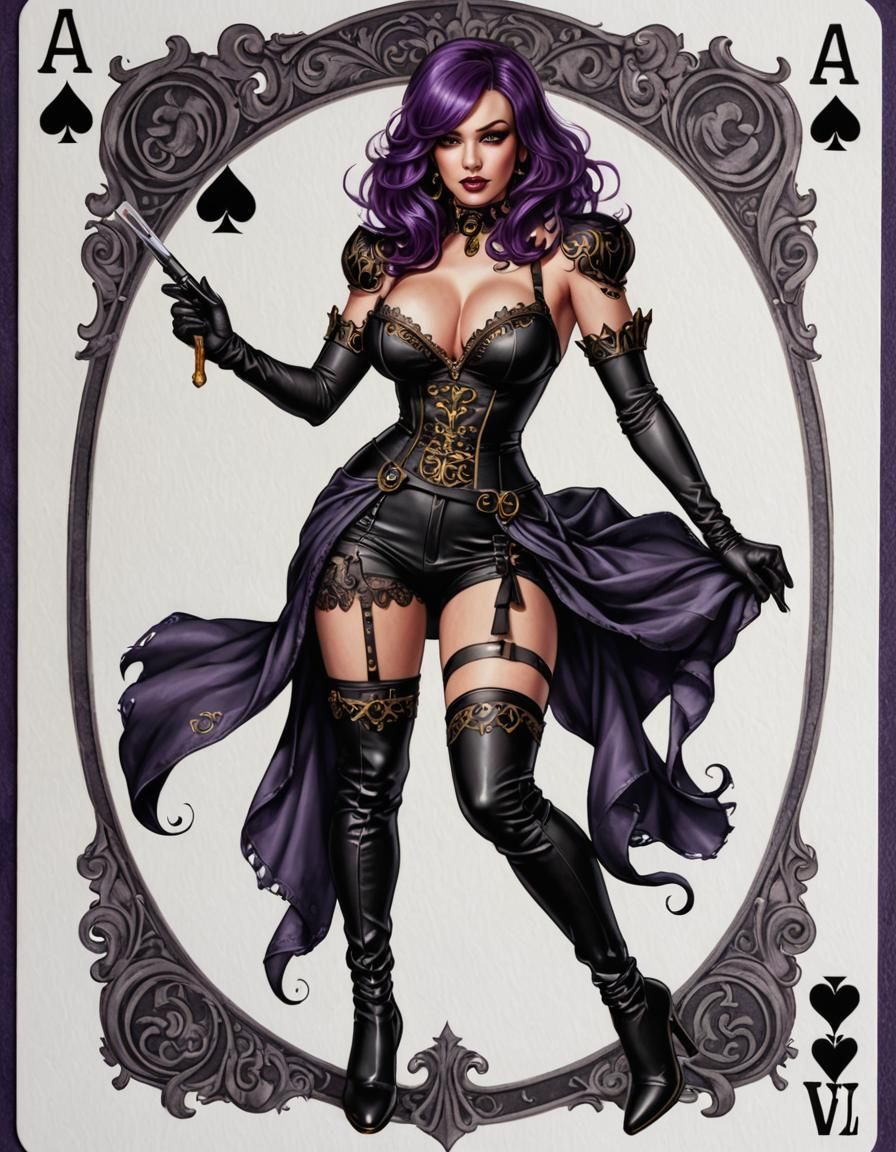 Ace of Spades Pinup in Hyperrealistic Style