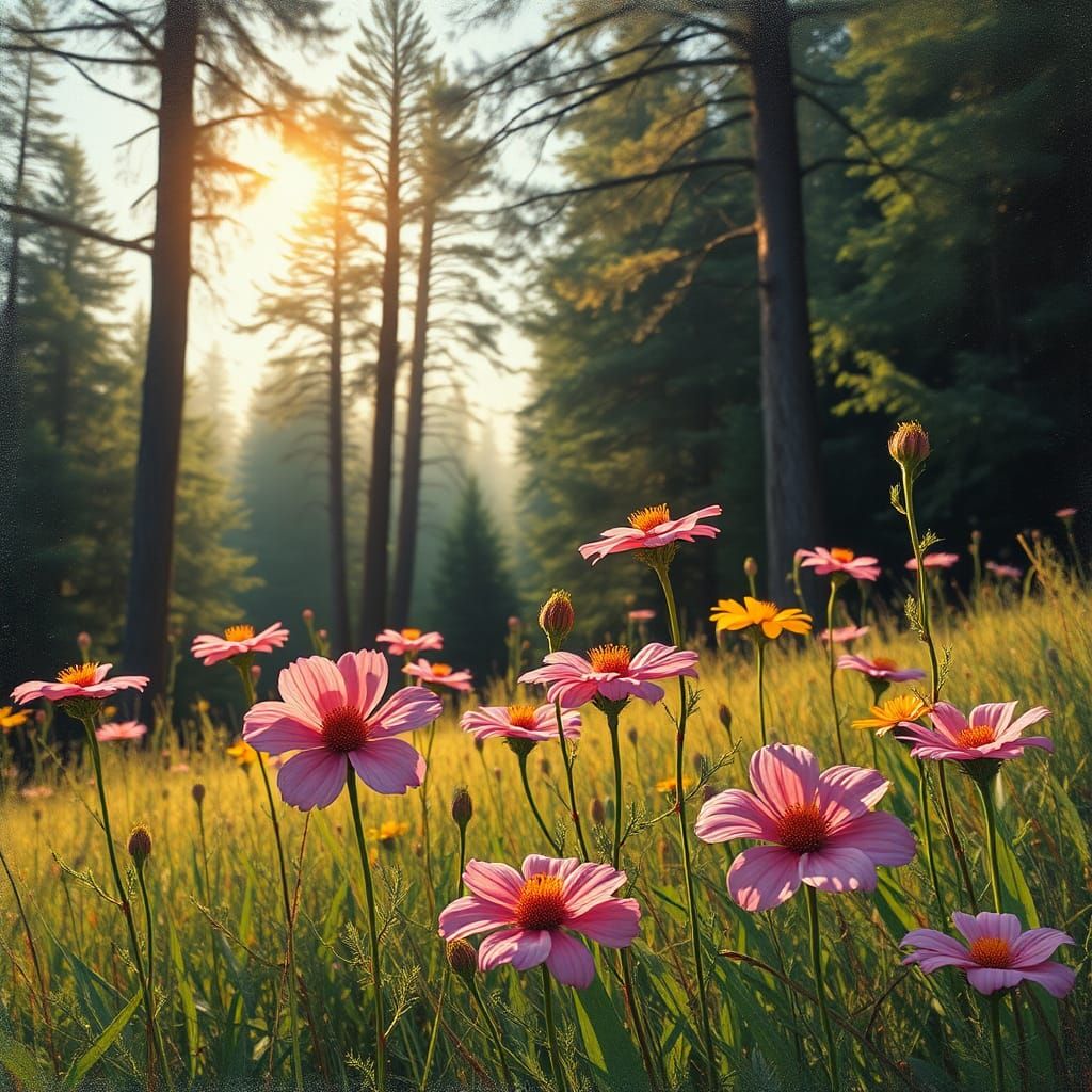 Wildflower Meadow in Romantic Impressionist Style