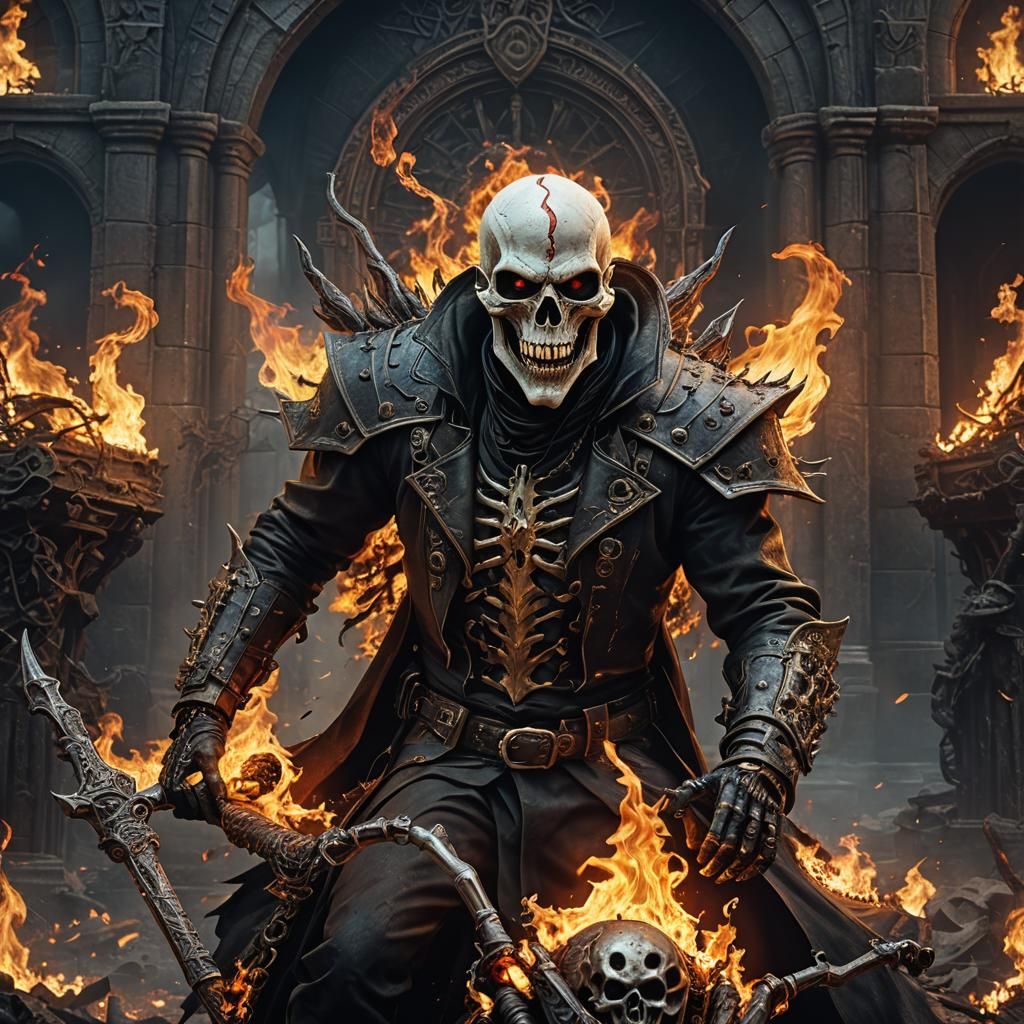 Ghost Rider Nosferatu Fusion in a Fiery Mausoleum