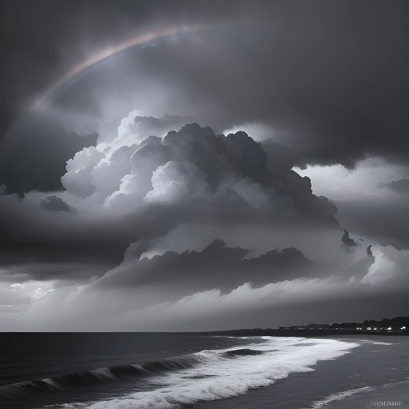 Dramatic Storm with Rainbow in Digital Painting