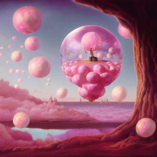 Pink Bubblegum Treehouse: A Surrealist Digital Masterpiece