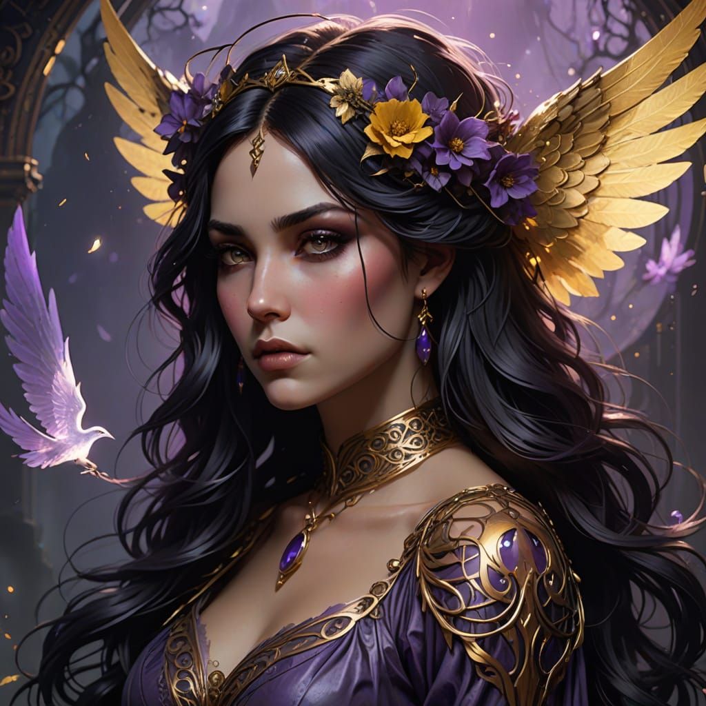 Ethereal Maiden with Mystical Aura in Golden Light