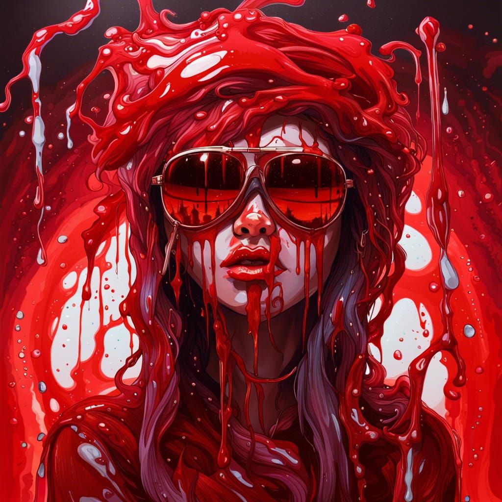 Blood Sunglasses in Demonic Splash Art Style