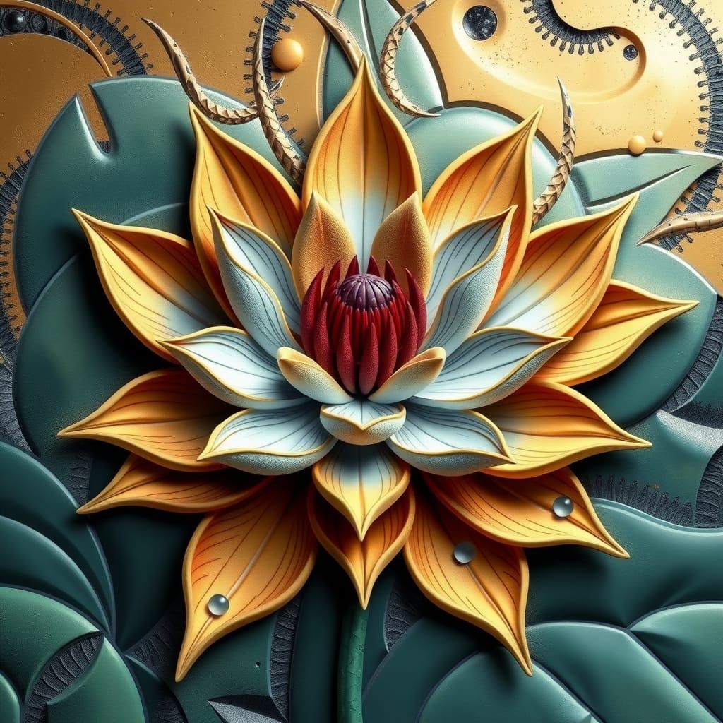 Exotic Lotus Flower Graffiti in 3D