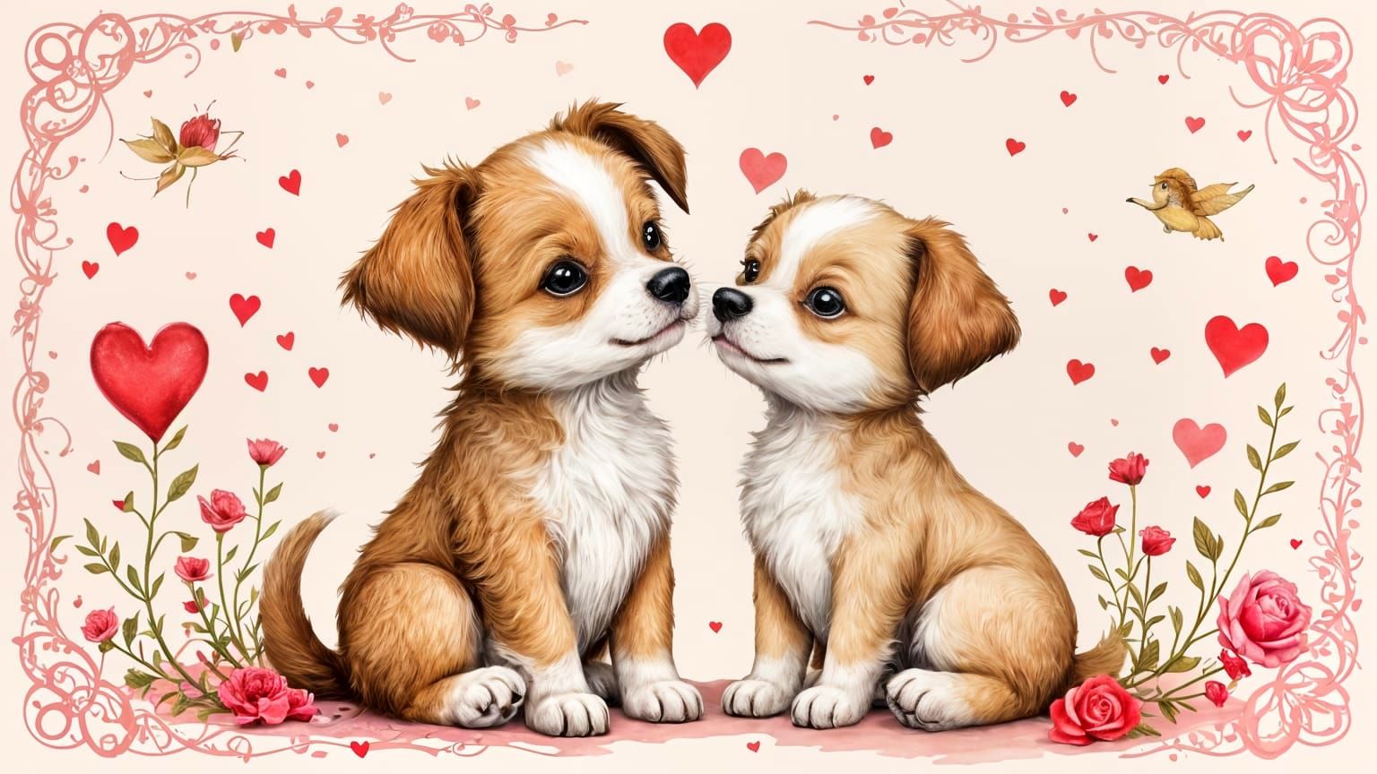 Love and Loyalty Valentine's Day Card in Whimsical Style