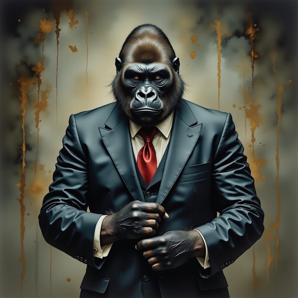 Yakuza Gorilla in Water-Ink Style