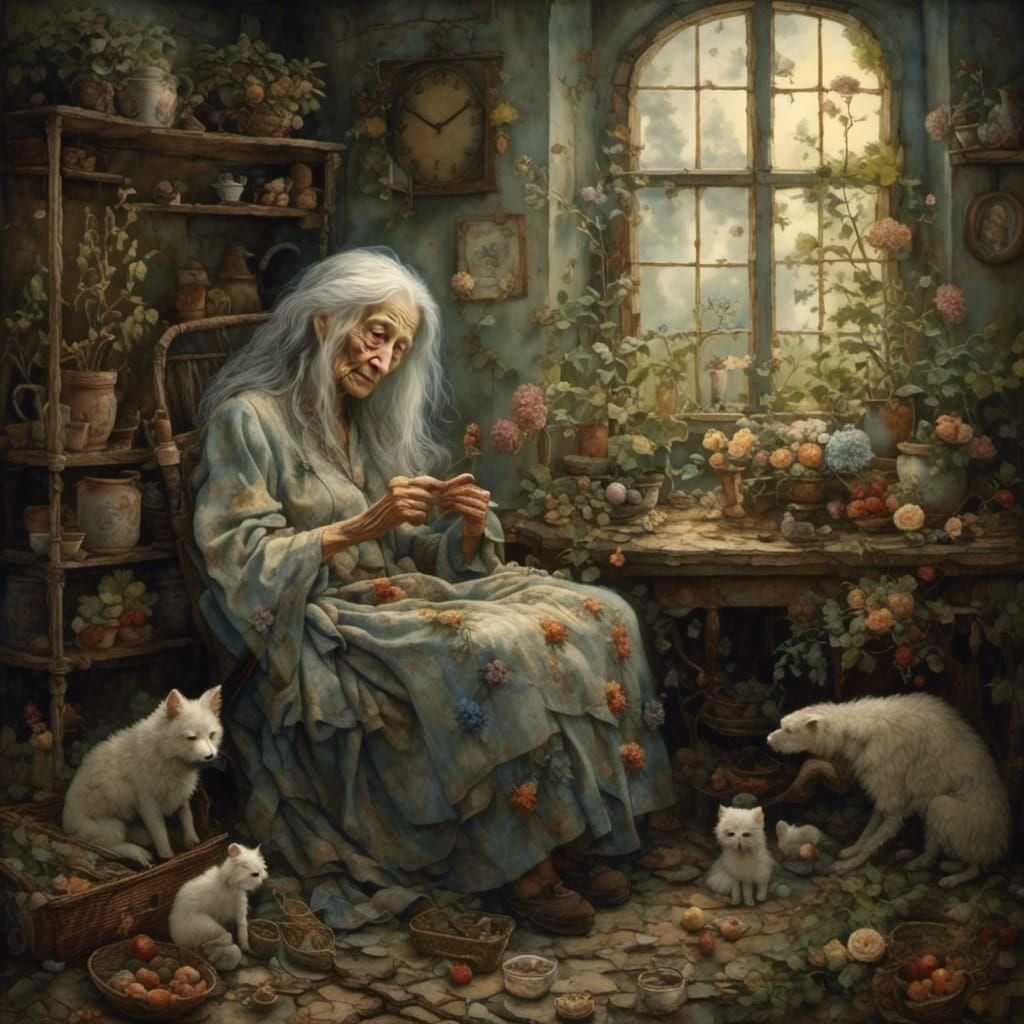 Peaceful End: An Old Woman's Serene Farewell