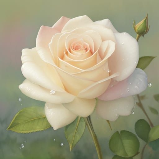 Watercolor Tea Rose in Soft Light