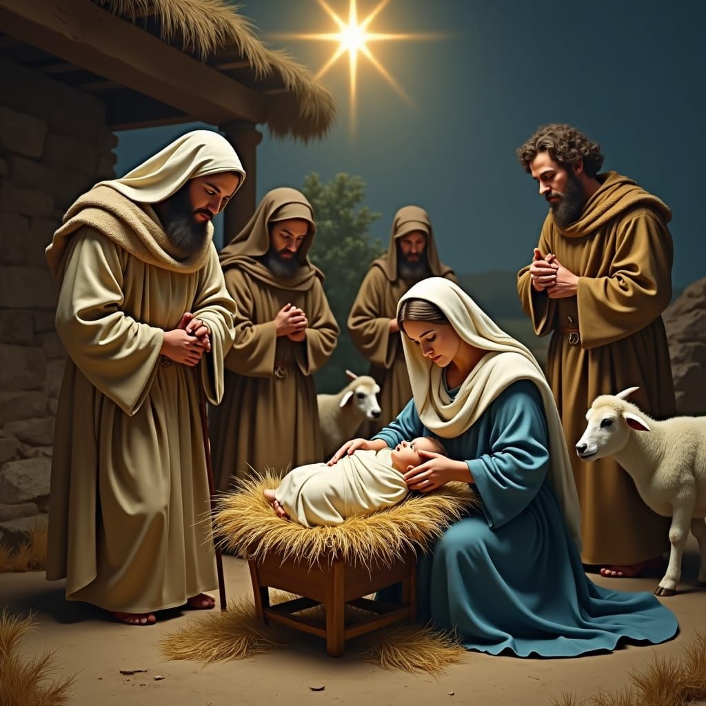Nativity Scene: Mary, Joseph, and Baby Jesus