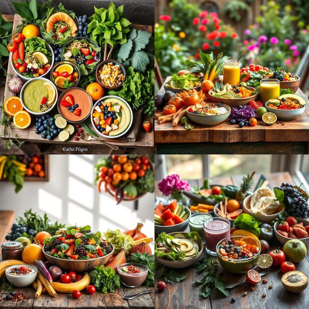 Vibrant Organic Harvest in Whimsical Watercolor Style