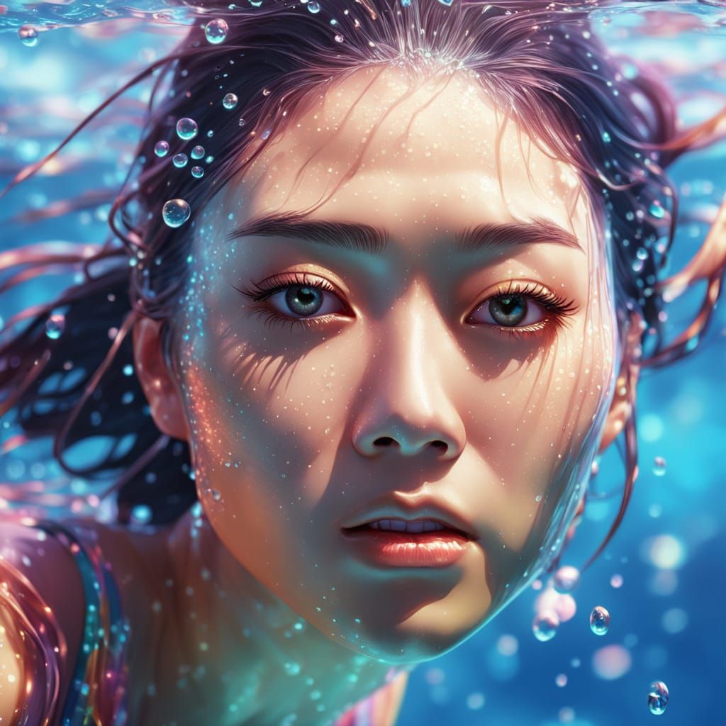Hyper-Realistic Close-Up of a Japanese Diver in a Pastel Col...