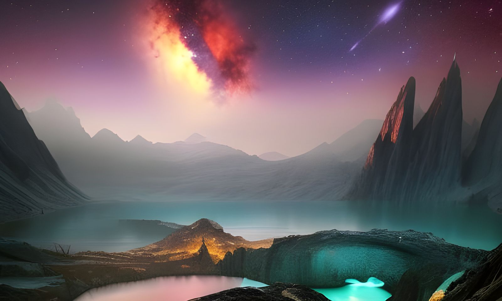 Eternity Gate: Detailed Night Sky Landscape