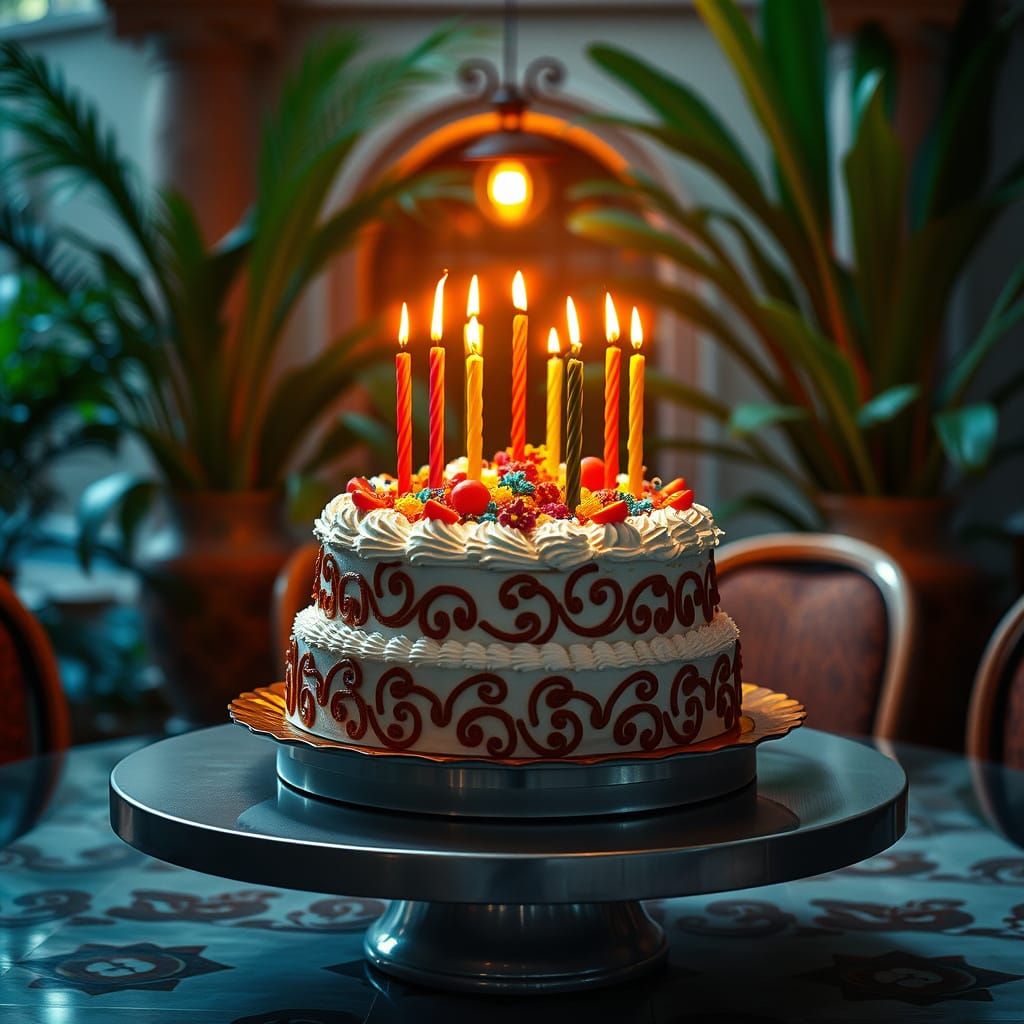 Majestic Spanish Birthday Cake in a Modern Setting