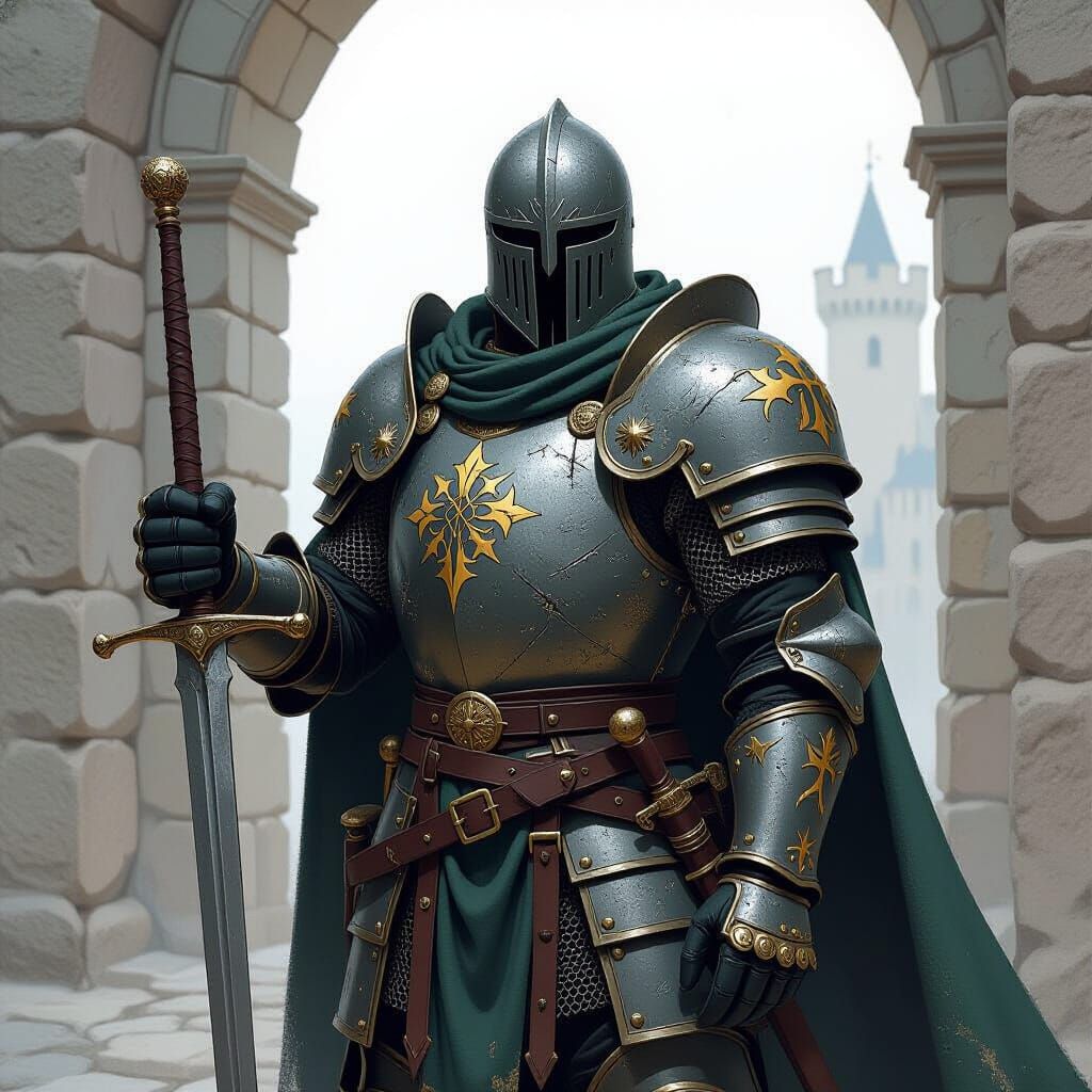 Breton Knight Guarding Daggerfall Gates: Fantasy Art