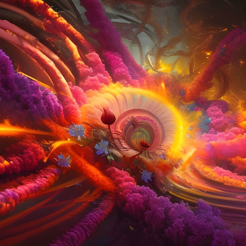 Psychedelic Tornado of Flowers and Stars