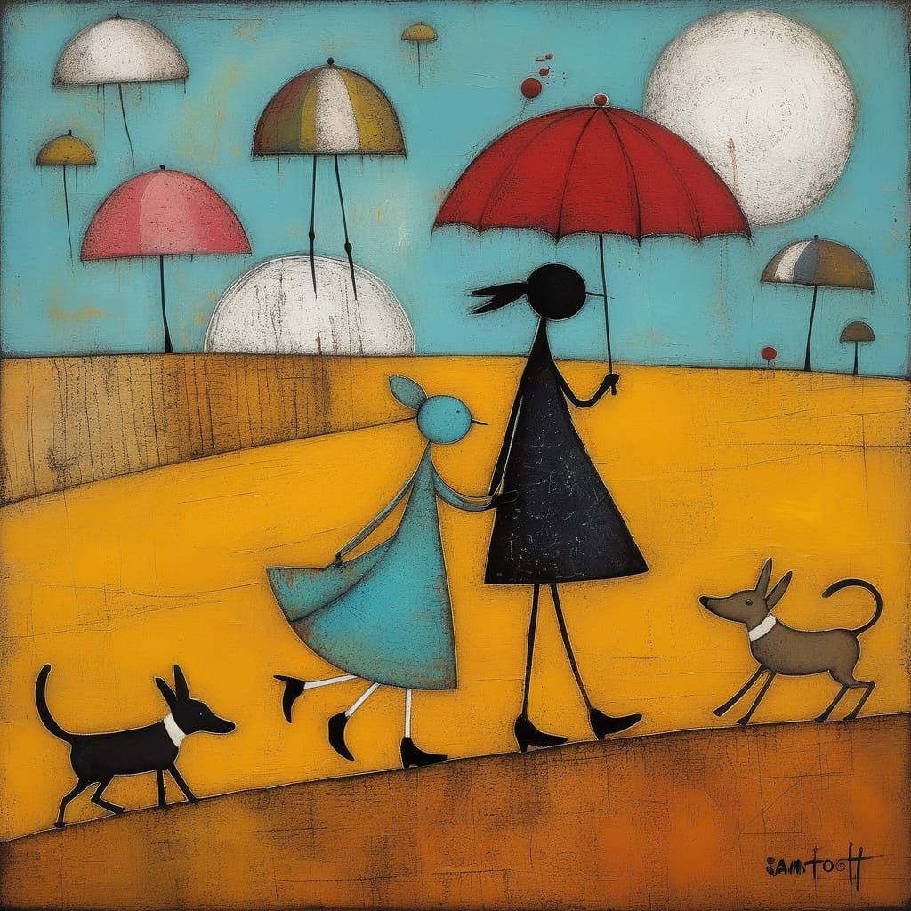 Whimsical Wanderer in Distressed Tactile Abstraction