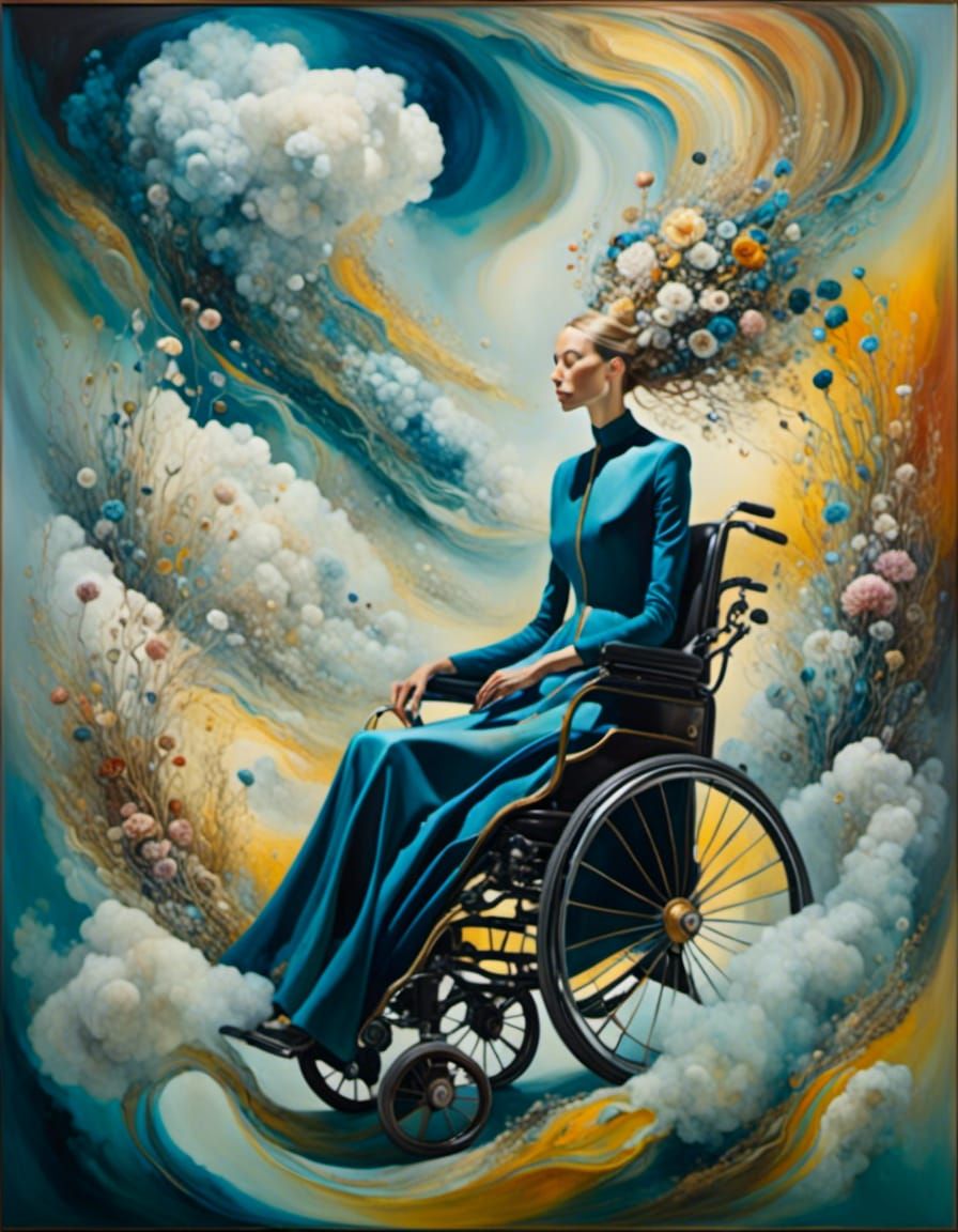 Surreal Woman Levitating in Dreamscape as Digital Painting