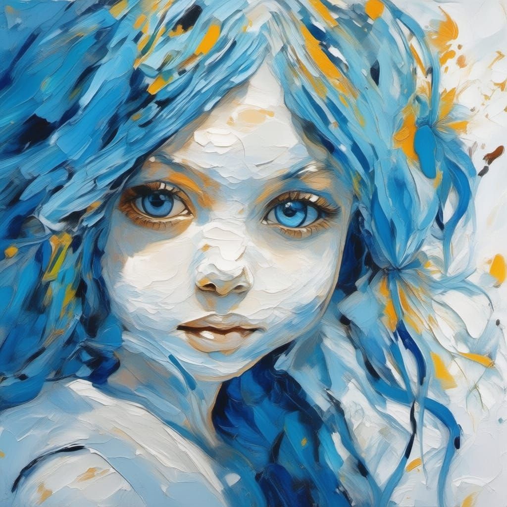 Textured Aqua Blue Gouache Painting Masterpiece