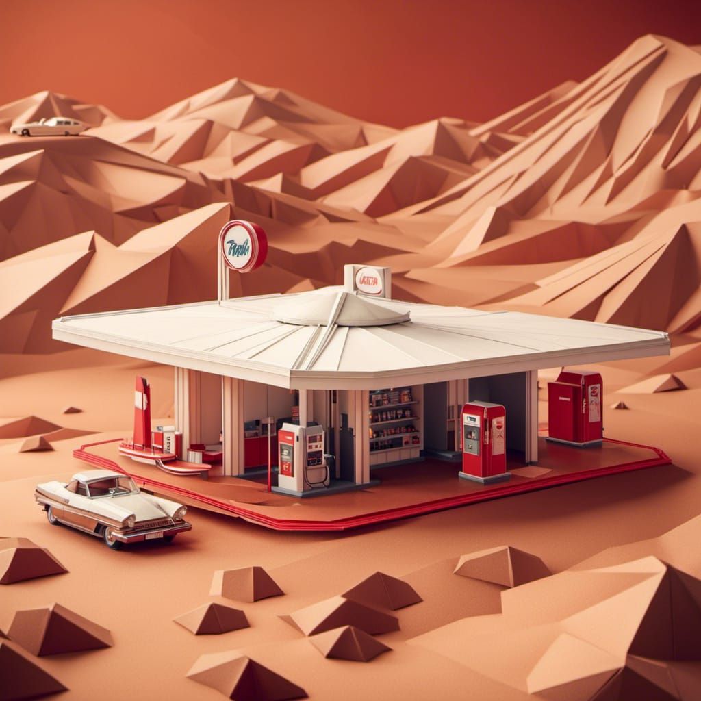 Retro gas station on Mars