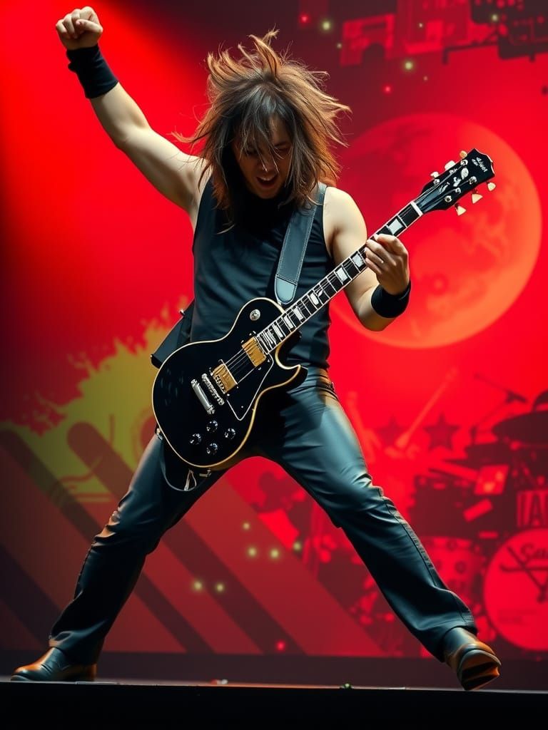 Electric Rockstar in Psychedelic Concert Poster Style