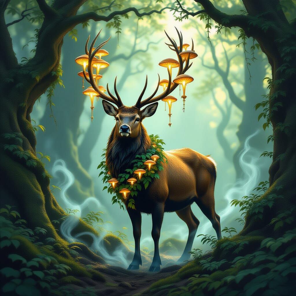 Majestic Stag Guardian of Enchanted Forest
