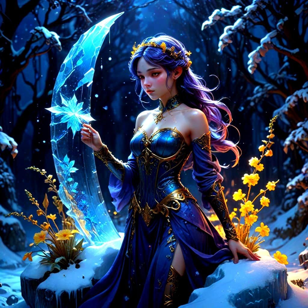 Legendary Ice Sword in Midnight Frost