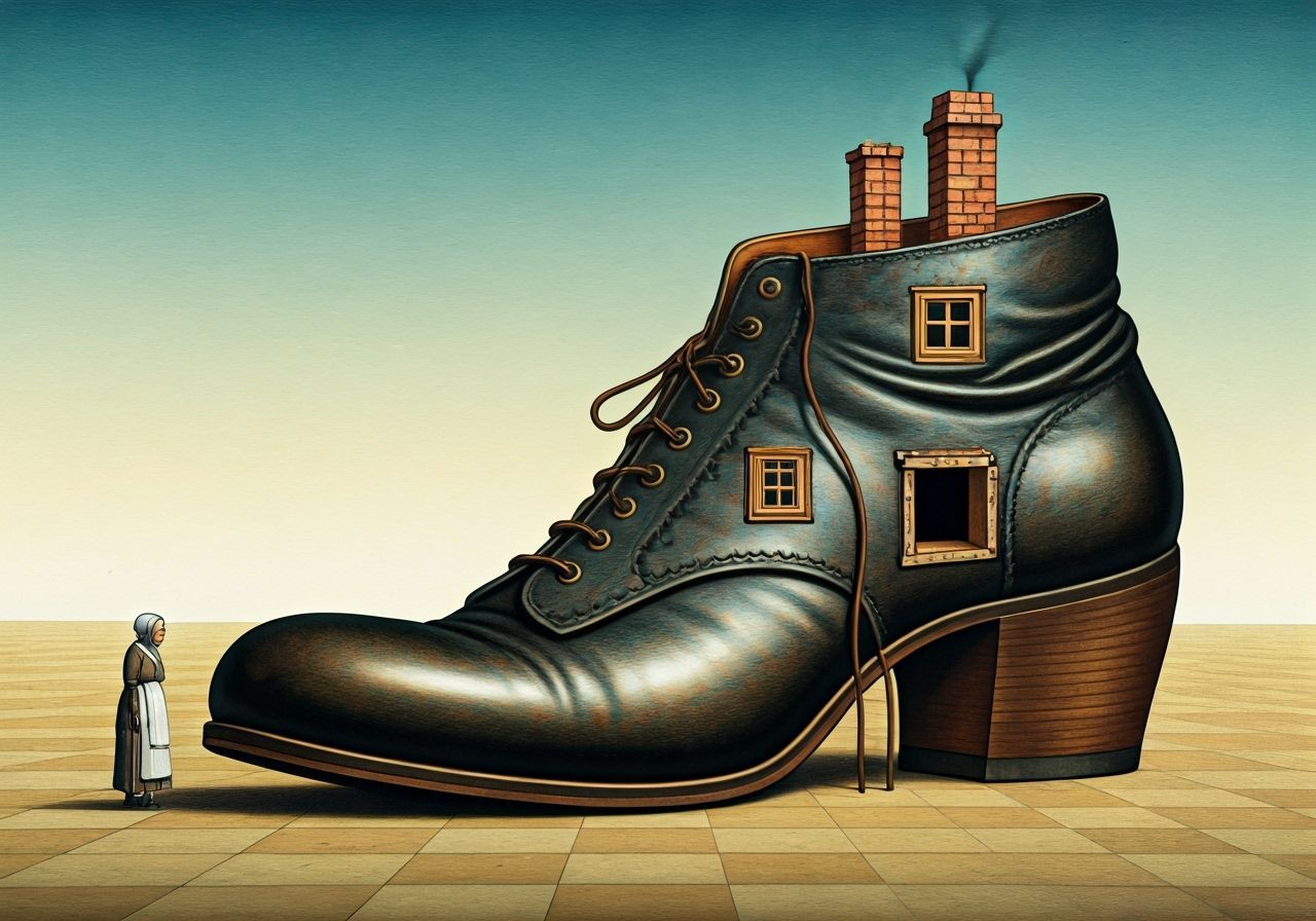 Old Woman and Children in a Giant Shoe