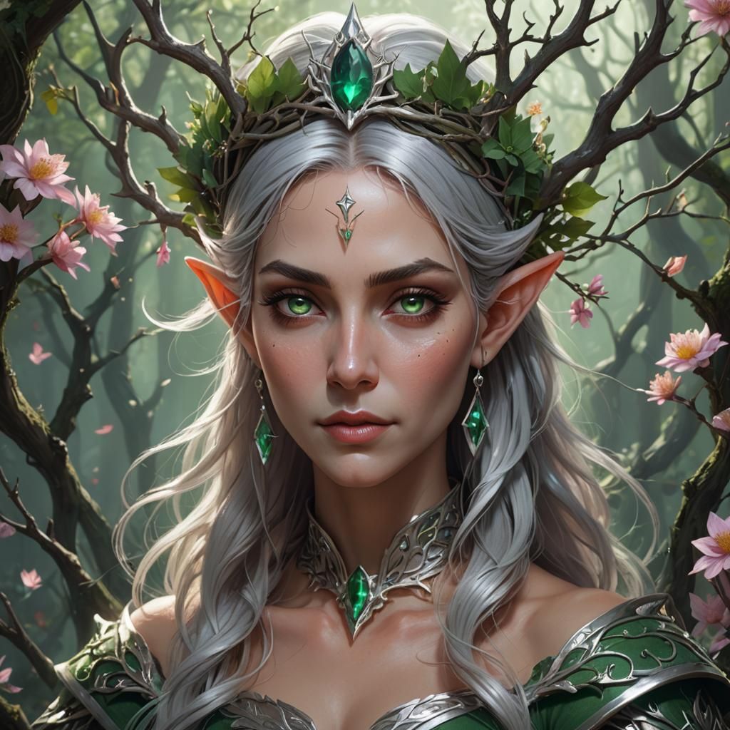 Fantasy Elf Queen Portrait in Digital Art Style
