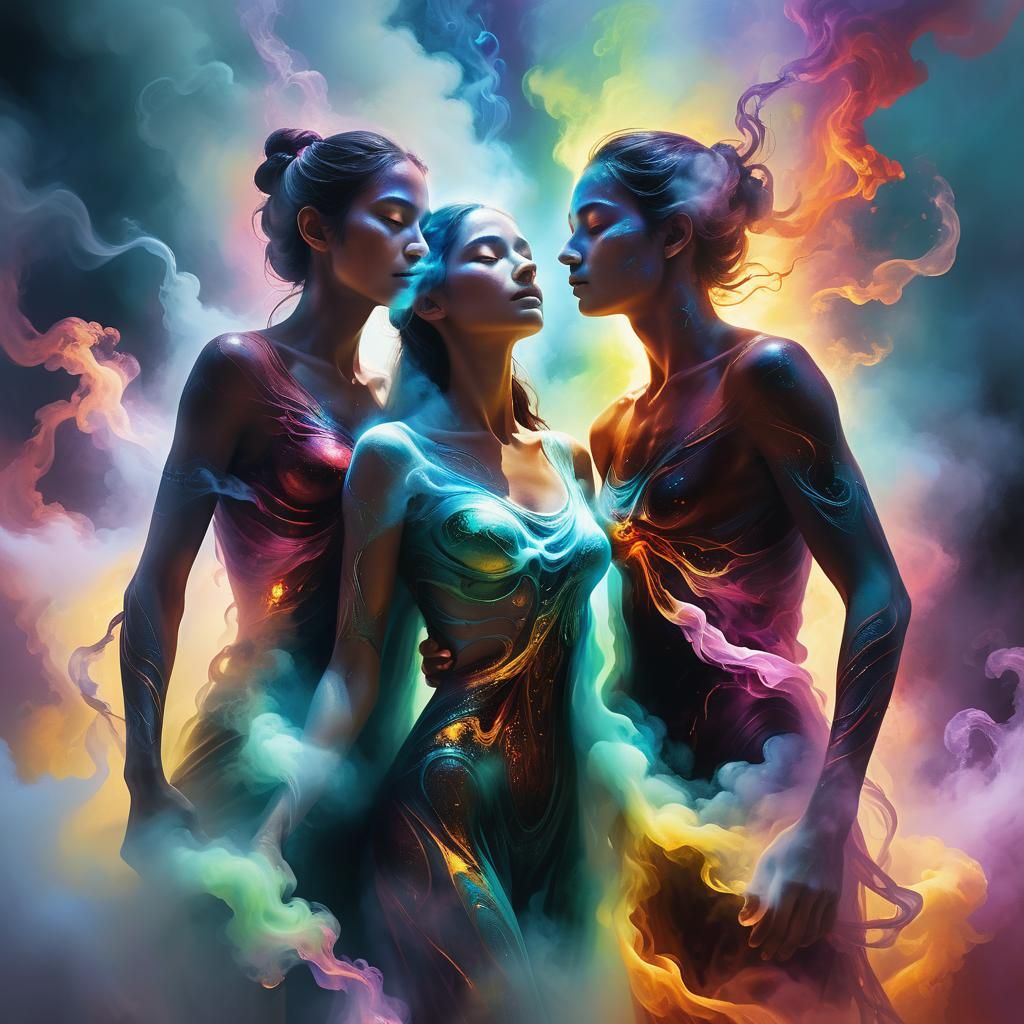 Ethereal Beings Bathed in Dualistic Light