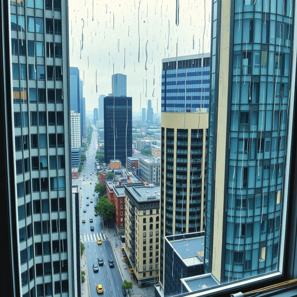 Office Buildings on a Rainy Day