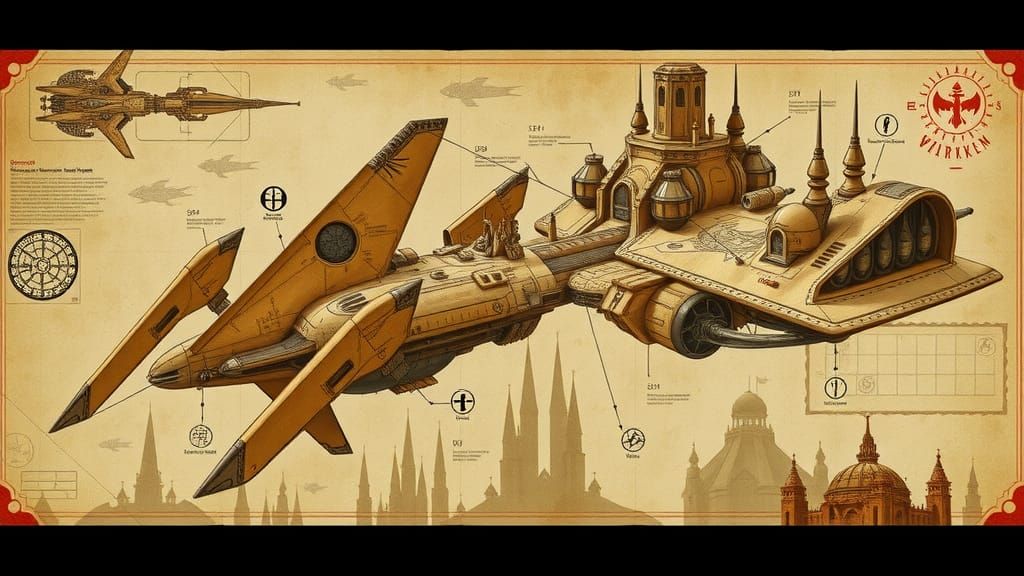 Warhammer 40k Schematics in Watercolor Style