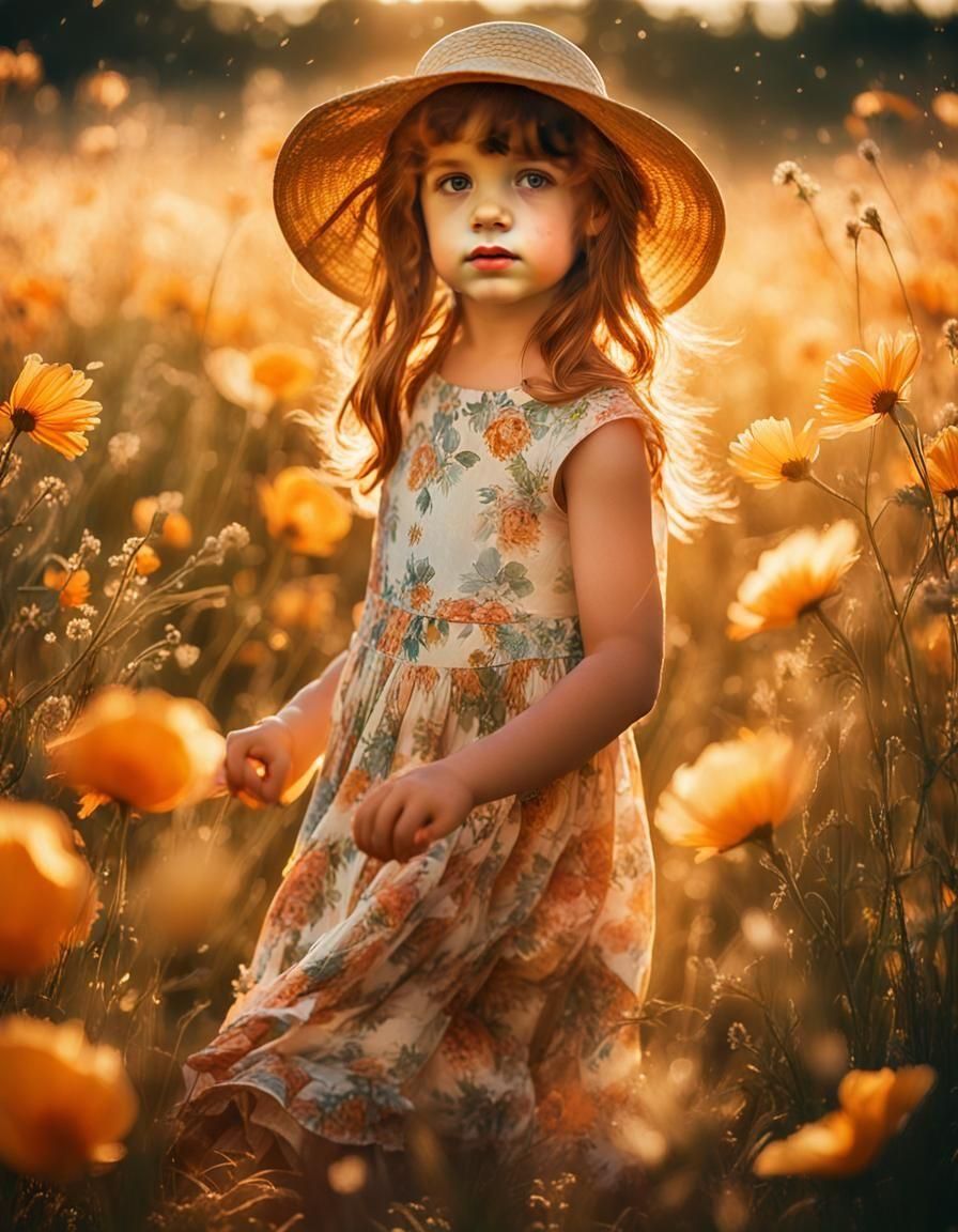 Girl in Sundress: Vintage Art Masterpiece