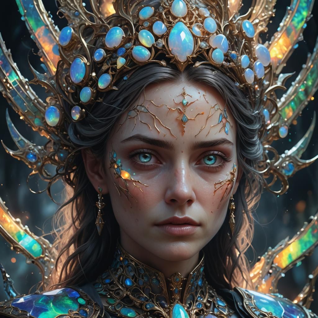 Opal Woman: A Hyperrealistic and Sinister Portrait