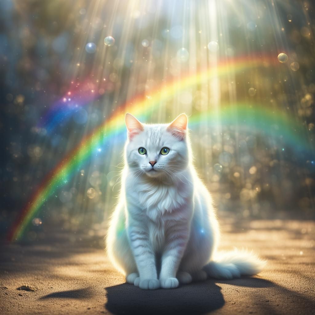 Glass Cat Prism Creates Rainbow in Sunlight