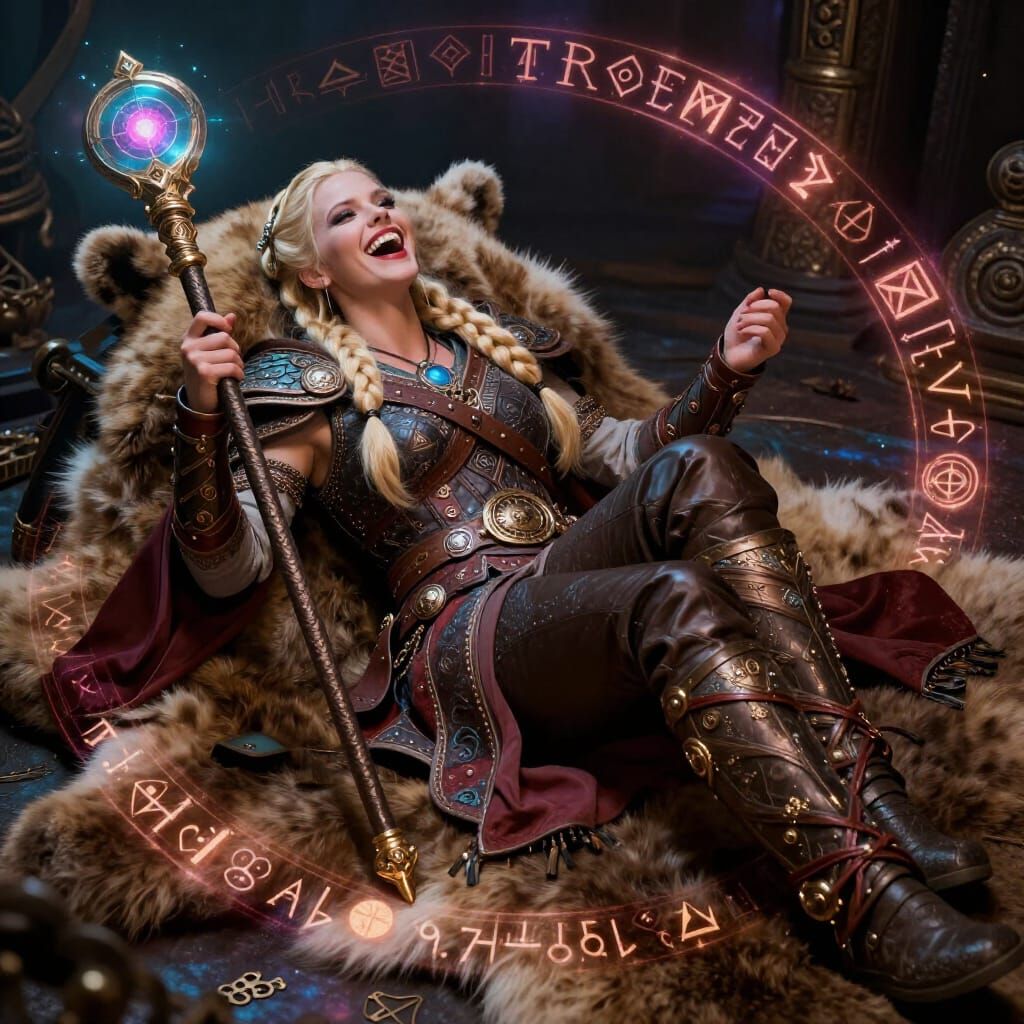 Viking Queen Reclining with Scepter in Ethereal Light