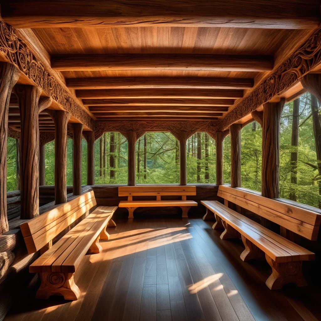 Magical Hall with Thorn Carvings in Fractal Style